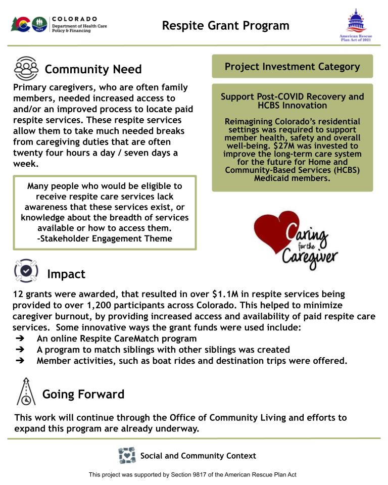 Grants to expand respite services and reduce caregiver burnout statewide