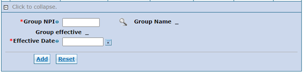 Screenshot of magnifying glass icon next to Group Name