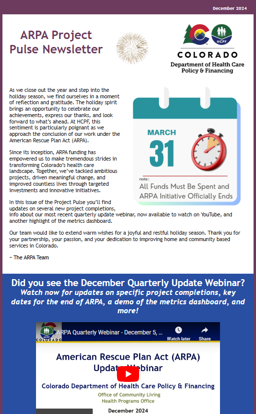 Thumbnail of the December 2024 Edition of the ARPA Project Pulse Newsletter