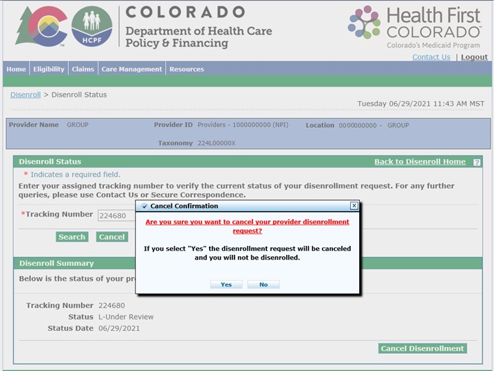 Provider Web Portal Quick Guide - Disenrollment | Colorado Department ...