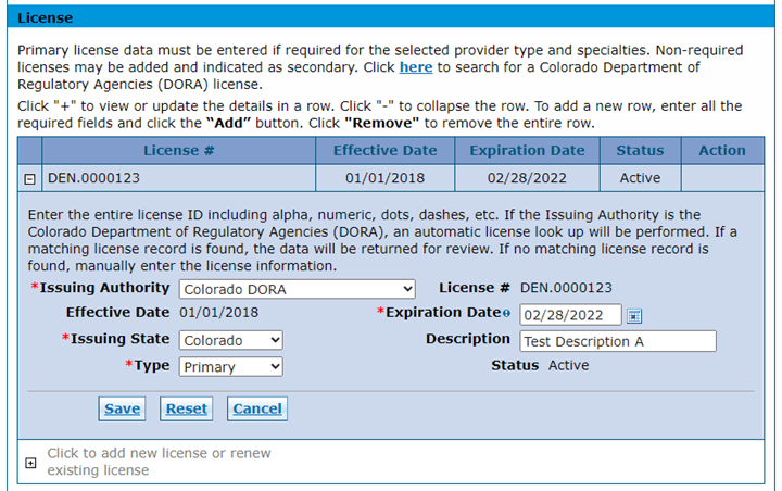 Providers can update an existing license record to indicate an earlier expiration date