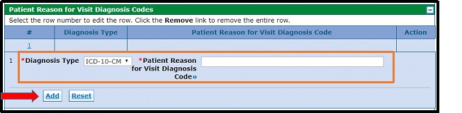 patient reason for diagnosis code