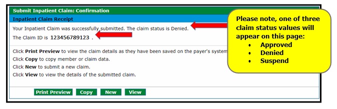 claim confirmation screen