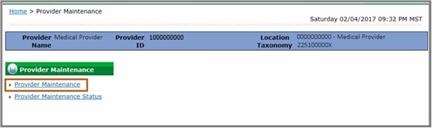 provider maintenance circled