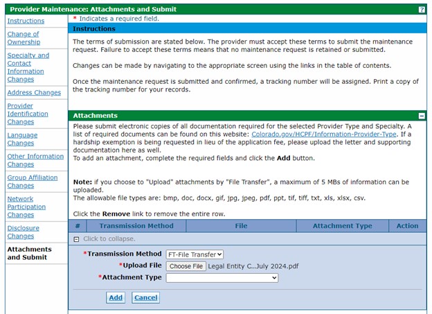 Attachments and Submit panel