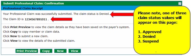 claim status and ID