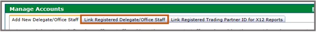 link registered delegate/office staff tab