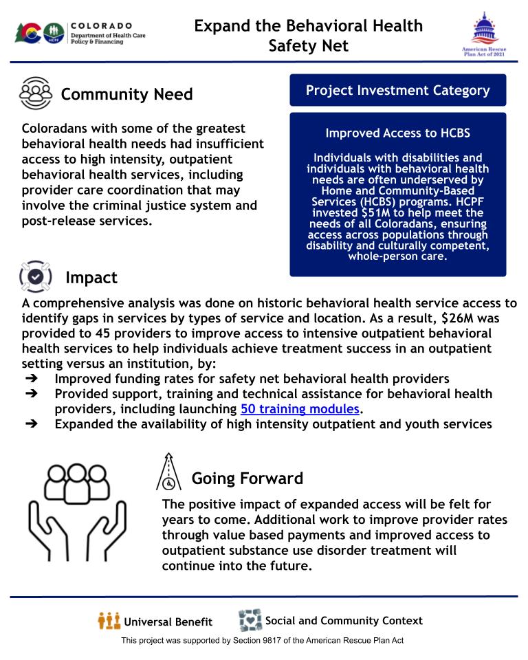 Funding to expand access to outpatient behavioral health and training modules