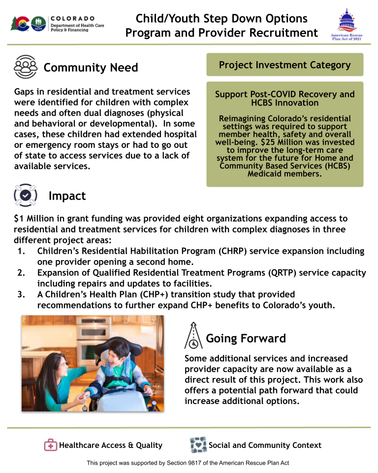 Thumbnail of the project outcome summary for 4.03 - Child/Youth Step-down Options Program and Provider Recruitment