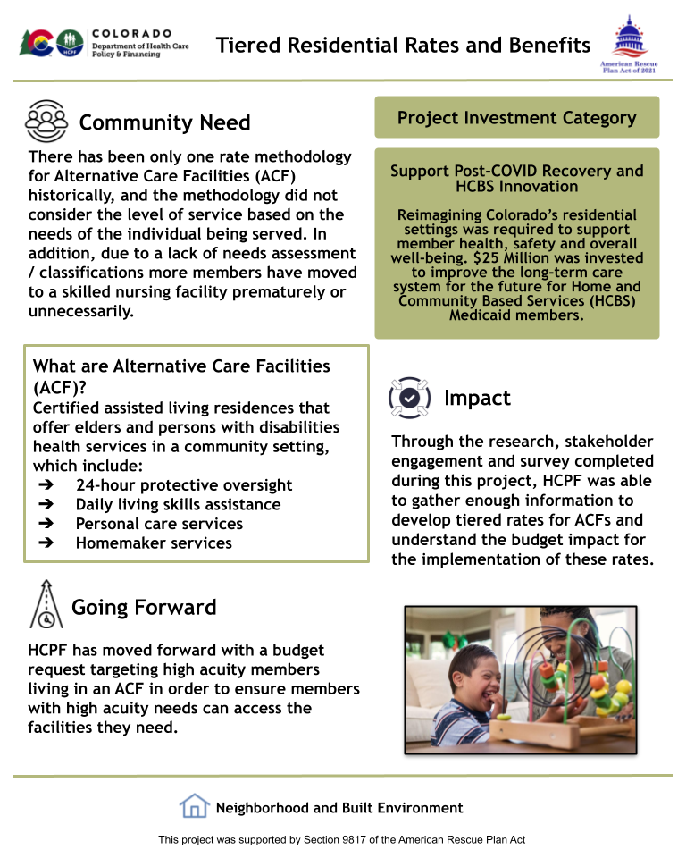 Thumbnail of the project outcome summary for 4.04 - Tiered Residential Rates & Benefits (previously named Alternative Care Facility Tiered Rates & Benefits)