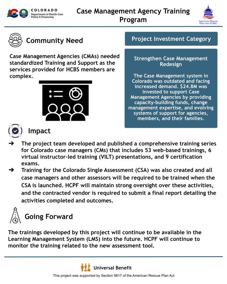 Standardized online training series for Colorado case managers under HCBS
