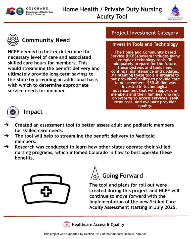 Thumbnail of the project outcome summary for 6.01 - Home Health/PDN Acuity Tool