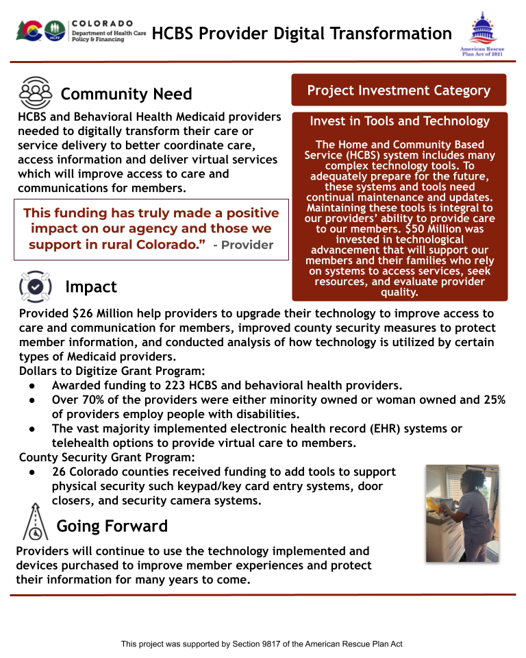 Thumbnail of the project outcome summary for 6.06 - HCBS Provider Digital Transformation