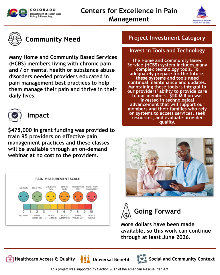 Thumbnail of the project outcome summary for 6.11 - Centers for Excellence in Pain Management