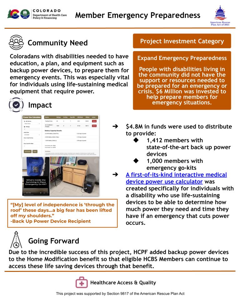 Backup power devices and emergency kits distributed to members with disabilities