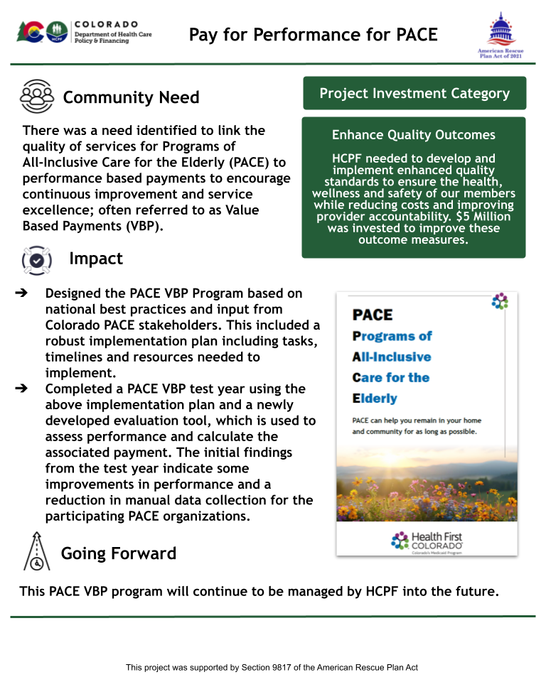 Thumbnail of the project outcome summary for 8.04 - Pay for Performance for PACE