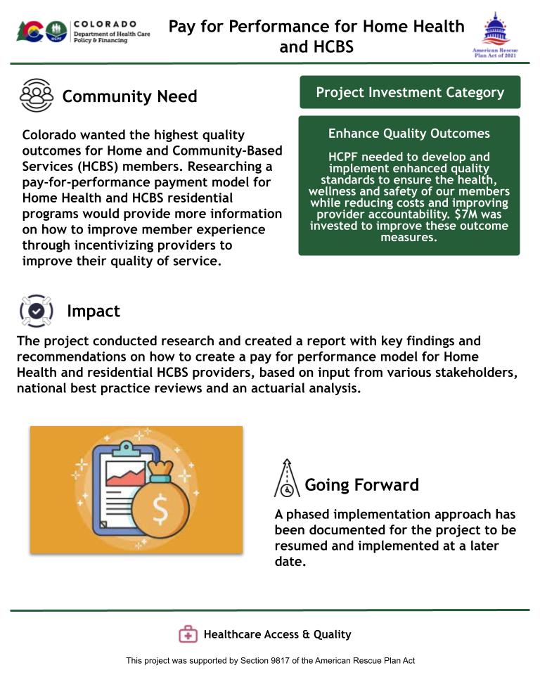 Performance-based model to improve care quality in Home Health and HCBS programs