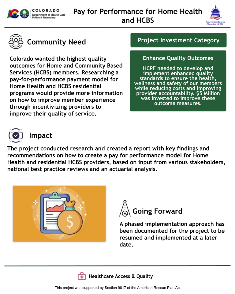 Thumbnail of the project outcome summary for 8.05 - Pay for Performance for Home Health & HCBS (combined 8.05 Pay for Performance for Home Health & 8.03 Pay for Performance for HCBS)