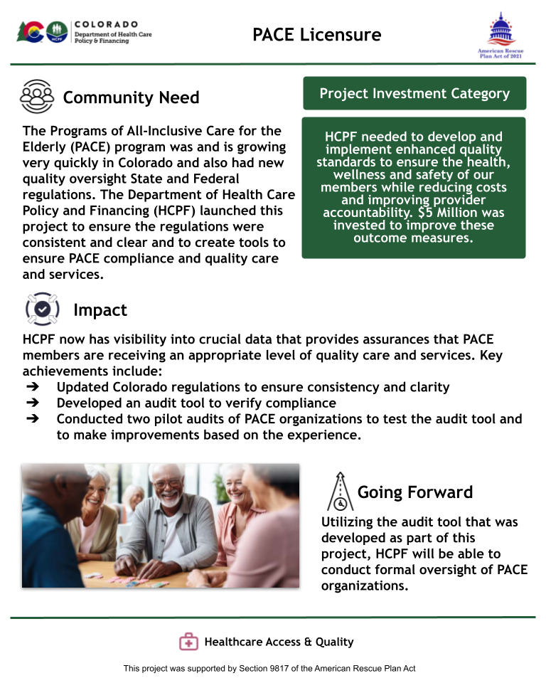 Thumbnail of the project outcome summary for 8.06 - PACE Licensure