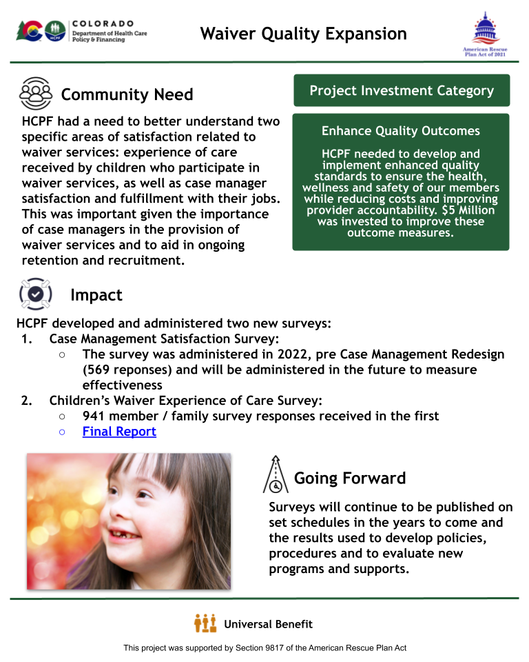Thumbnail of the project outcome summary for 8.09 - Waiver Quality Expansion