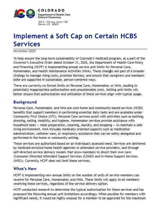 Thumbnail for Implement a Soft Cap on Certain HCBS Services Fact Sheet