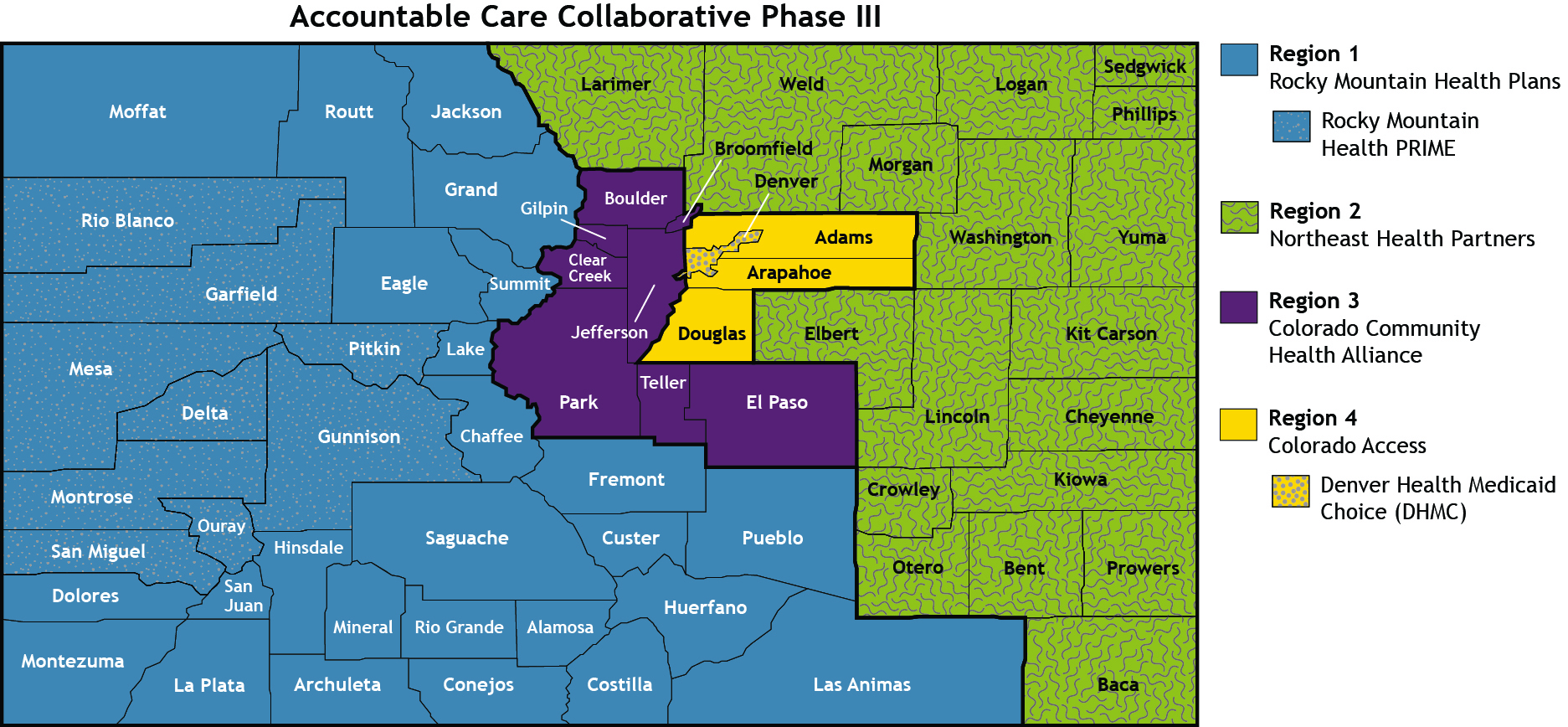 Map of the four Accountable Care Collaborative Phase III RAEs
