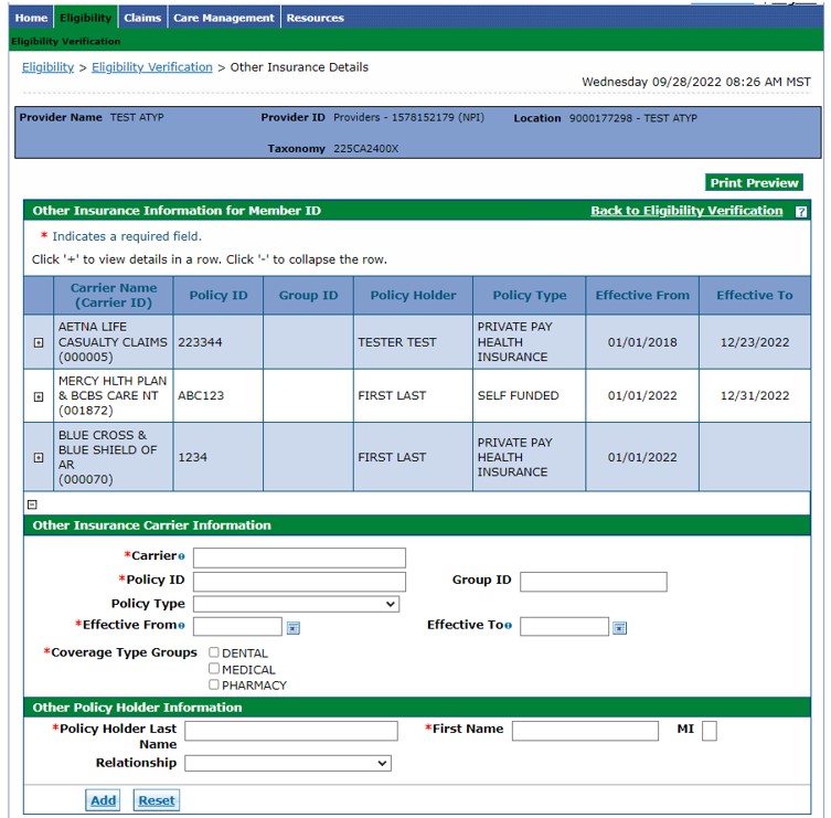 screenshot showing example member with multiple TPLs