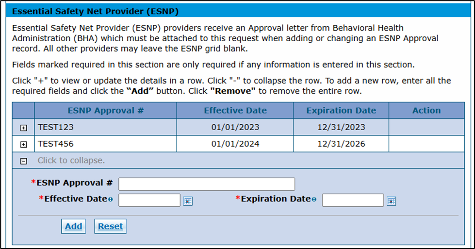 ESNP information panel
