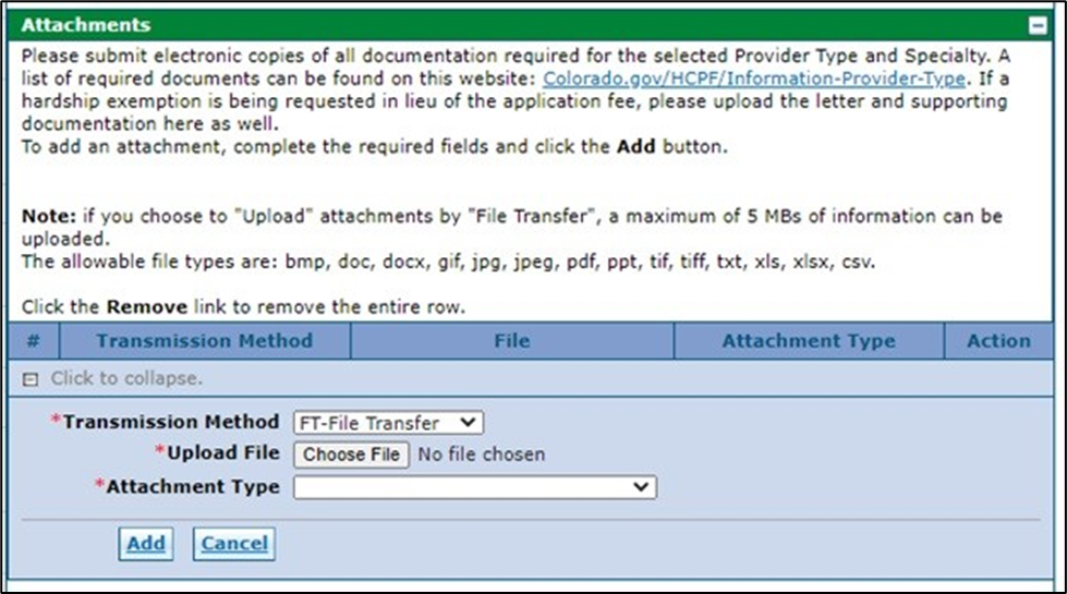 Attachments panel and options