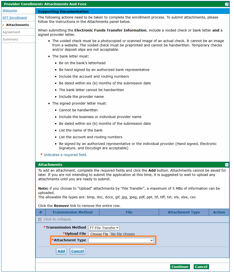 Screenshot of supporting documentation panel