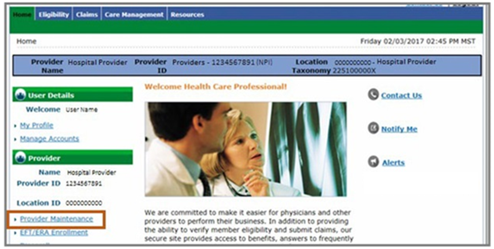 home page