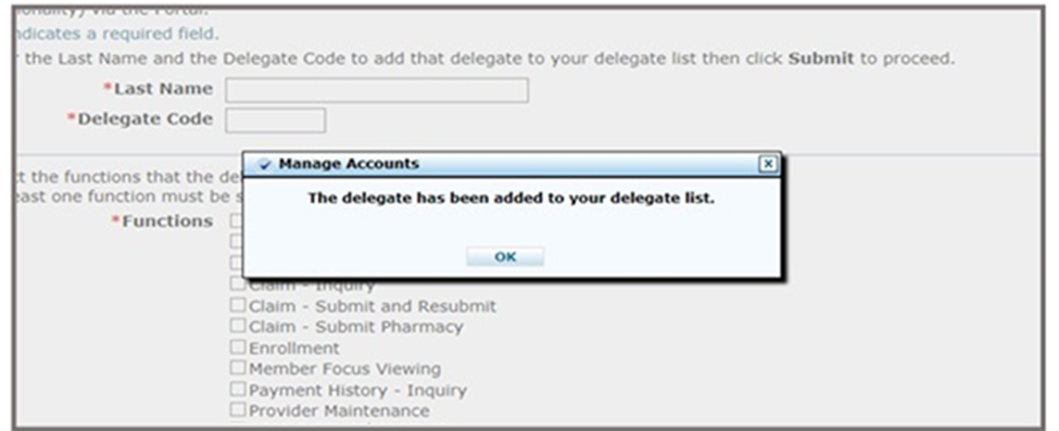 the delegate has been linked