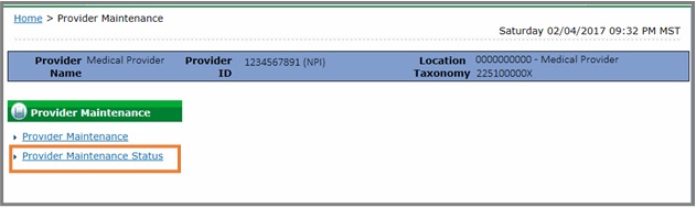 provider maintenance status link