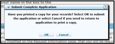 pop-up asking if copy has been printed