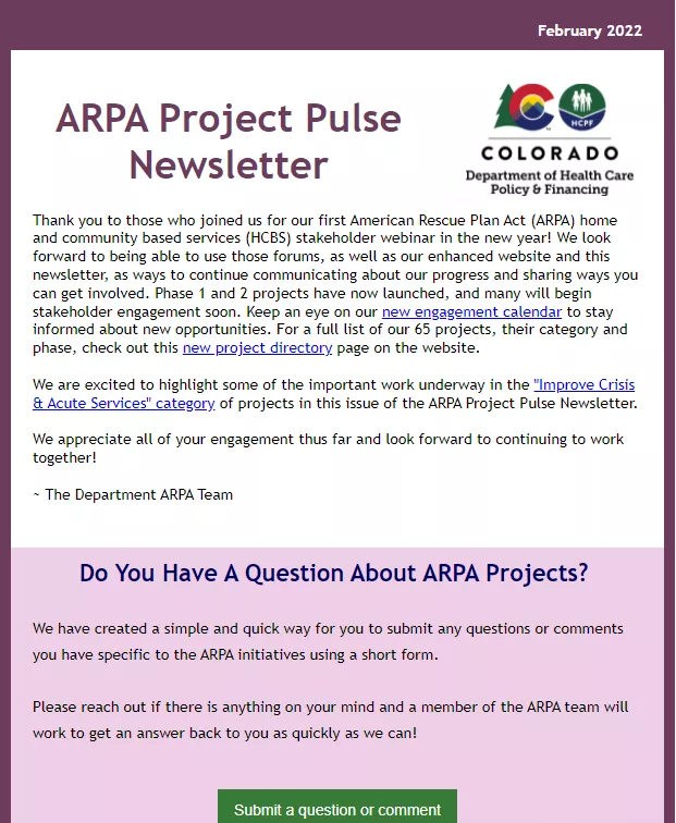 Thumbnail of the February 2022 Edition of the ARPA Project Pulse Newsletter