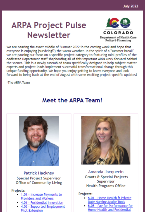 Thumbnail of the July 2022 Edition of the ARPA Project Pulse Newsletter