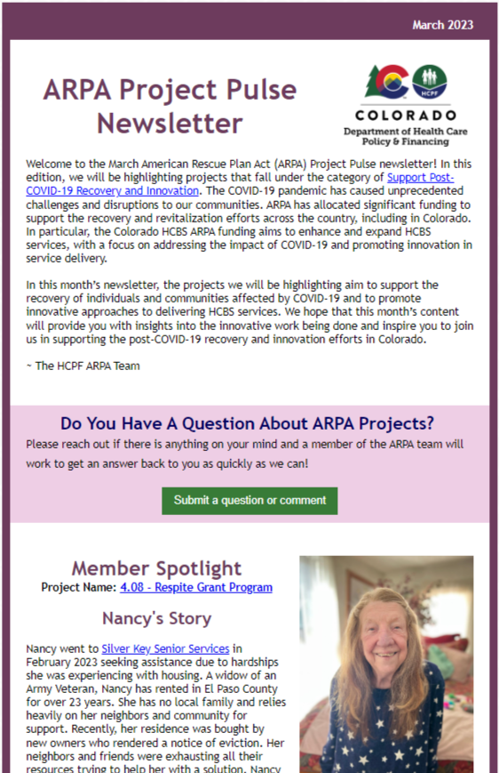 Thumbnail of the March 2023 Edition of the ARPA Project Pulse Newsletter