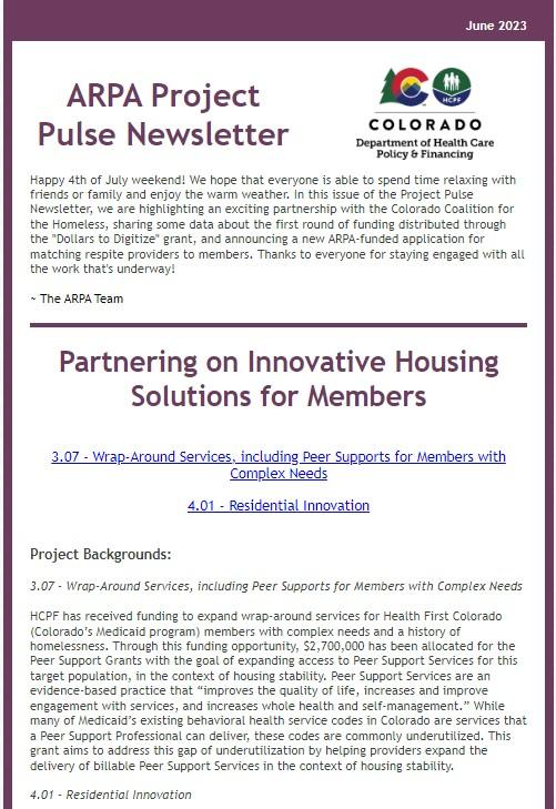 Thumbnail of the June 2023 Edition of the ARPA Project Pulse Newsletter