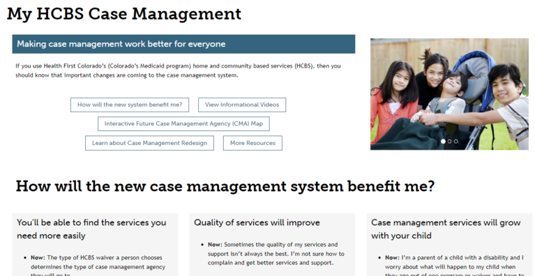 A screenshot of the My HCBS Case Management page