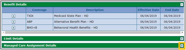 Managed care assignment details page